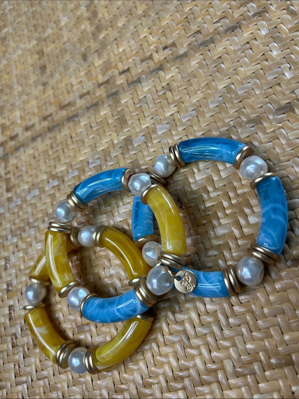 Plunder Blue & Yellow Beaded Stretch Bracelet Set - Women Jewelry
